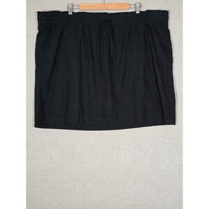 In Every Story Women's Black Linen Blend Drawstring Skort Plus Size 2X